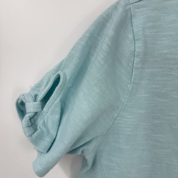 Talbots Tee Tie Short Sleeve Roundneck Sea-foam Green Cotton Size Small p - Picture 6 of 7